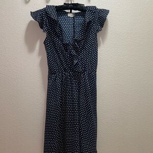 Maison Jules Navy Polka Dot Midi Retro Dress Pinup Fashion